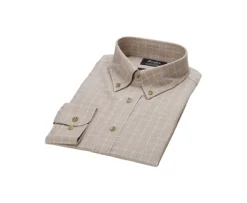 Camisa Oxford de algodón Beis y Blanco - Cuello americano Valden-Bexley Cheap
