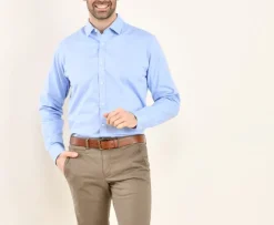 Camisa Oxford de algodón celeste Evrard-Bexley Shop