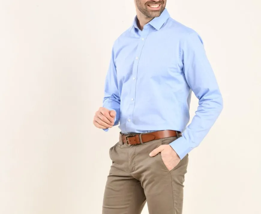 Camisa Oxford de algodón celeste Evrard-Bexley Shop