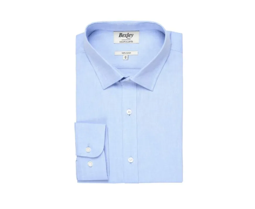 Camisa Oxford de algodón celeste Evrard-Bexley Shop