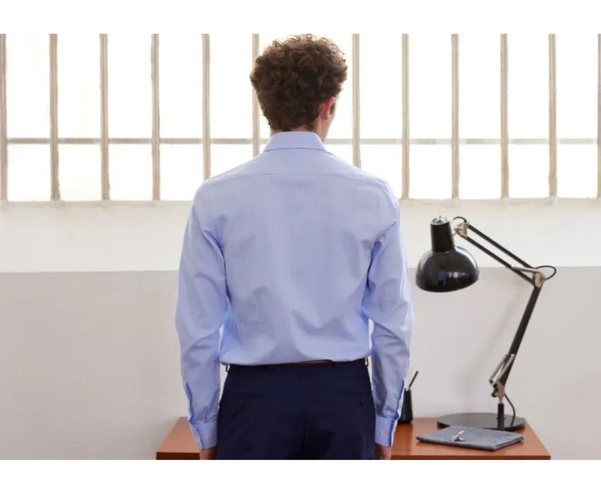 Camisa Oxford lisa de doble hilo Azul cielo Ottavio-Bexley Store