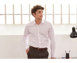 Camisa Oxford Rosa claro y Blanco - Cuello italiano Ernesto-Bexley Hot