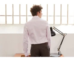 Camisa Oxford Rosa claro y Blanco - Cuello italiano Ernesto-Bexley Hot