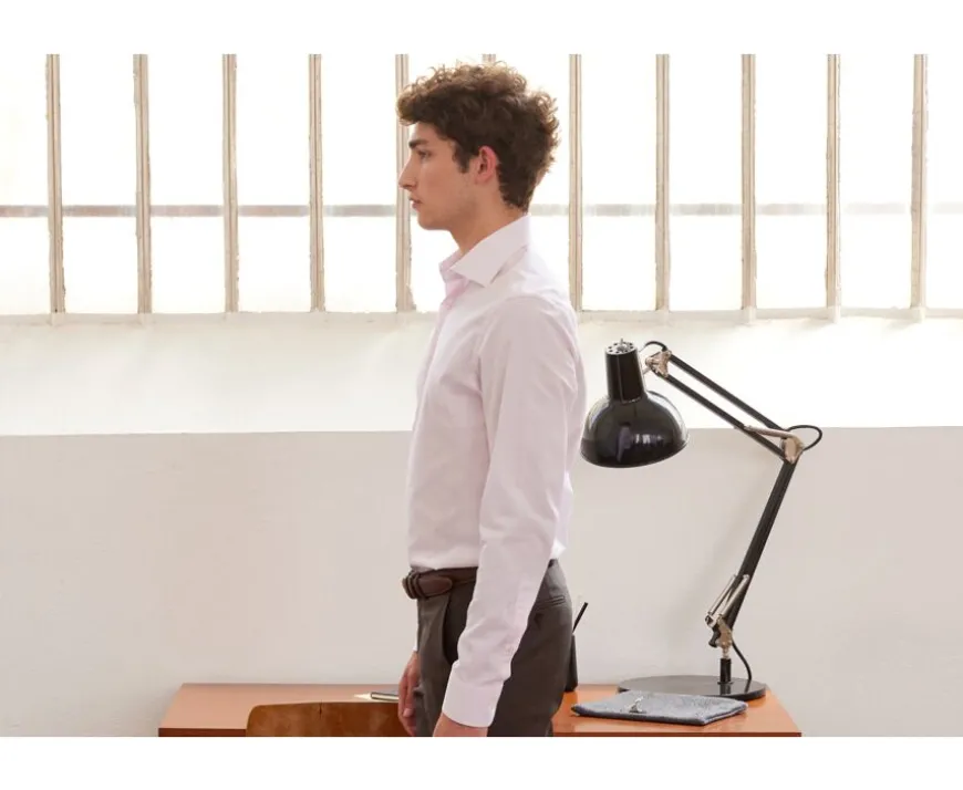 Camisa Oxford Rosa claro y Blanco - Cuello italiano Ernesto-Bexley Hot