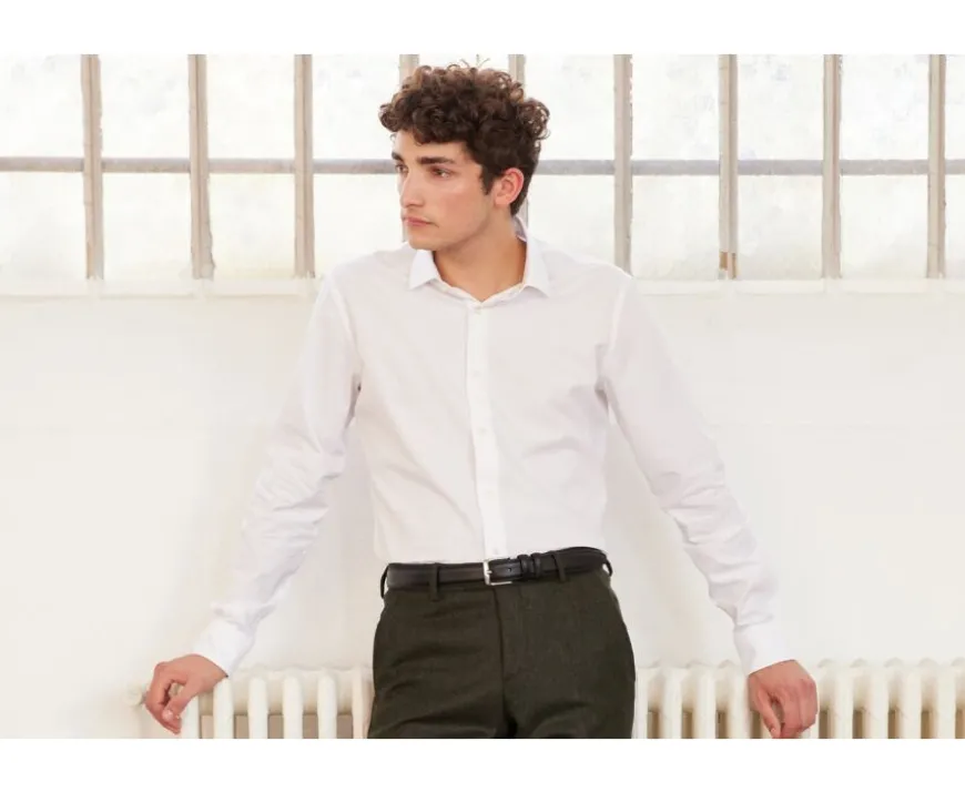 Camisa slim blanca de popelina de algodón Louis Classic Slim-Bexley Online