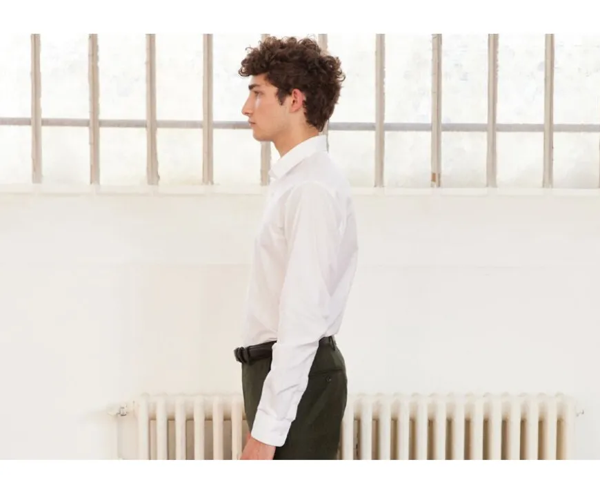 Camisa slim blanca de popelina de algodón Louis Classic Slim-Bexley Online