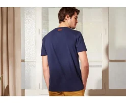 Camiseta de algodón orgánico Azul marino Edgar Iii-Bexley Discount