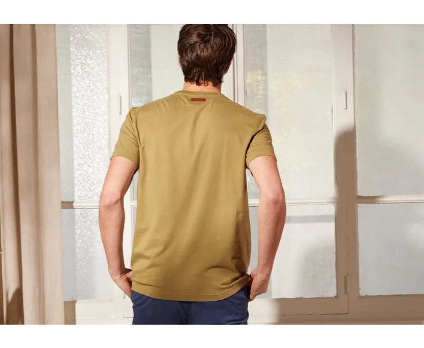 Camiseta de algodón orgánico Caqui claro Edgar Iii-Bexley Hot