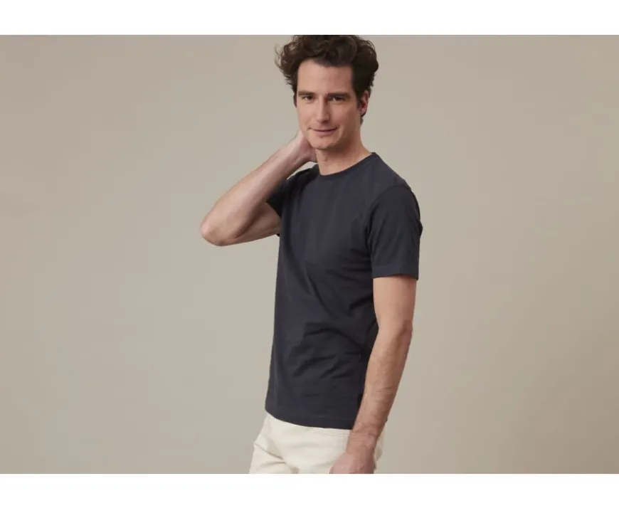 Camiseta de algodón orgánico lisa Gris Antracita Edgar Iii-Bexley Best Sale