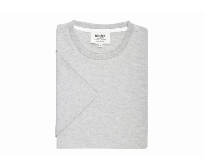 Camiseta de algodón orgánico lisa Gris moteado claro Edgar Iii-Bexley Outlet