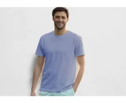 Camiseta lisa de algodón orgánico Azul Vaquero Claro Edgar Iii-Bexley Clearance