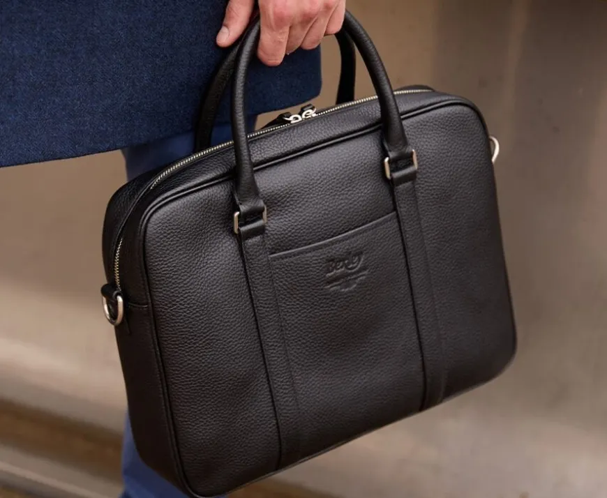Cartera de hombre de piel con bandolera Negro Granulado Karlington Iii-Bexley Sale
