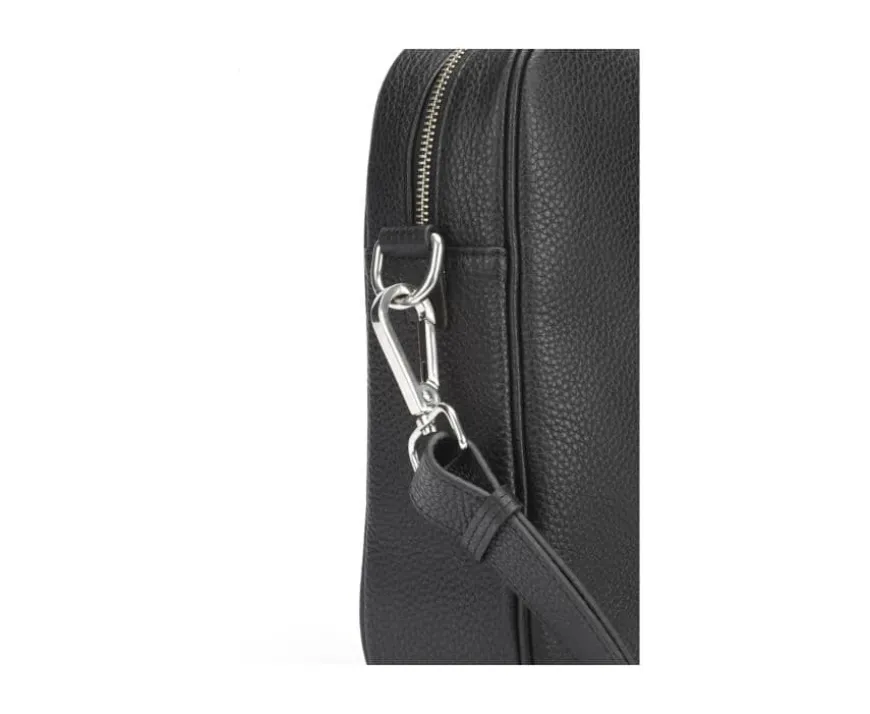 Cartera de hombre de piel con bandolera Negro Granulado Karlington Iii-Bexley Sale