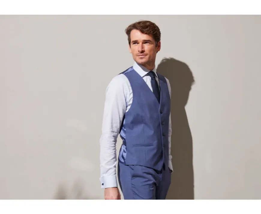 Chaleco de traje hombre Azul claro moteado Chaleco Lazare-Bexley Discount