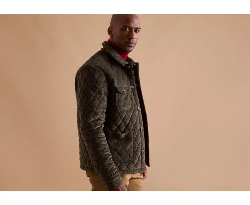 Chaqueta acolchada de pana verde oliva oscuro para hombre Filibert-Bexley Discount