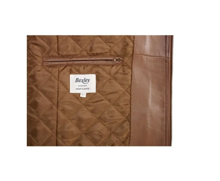 Chaqueta bomber de cuero para hombre Coñac Everett Ii-Bexley Hot