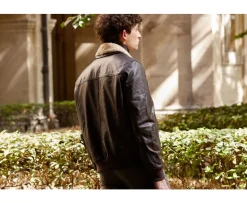 Chaqueta de cuero de aviador para hombre Marrón Everett Ii-Bexley Shop