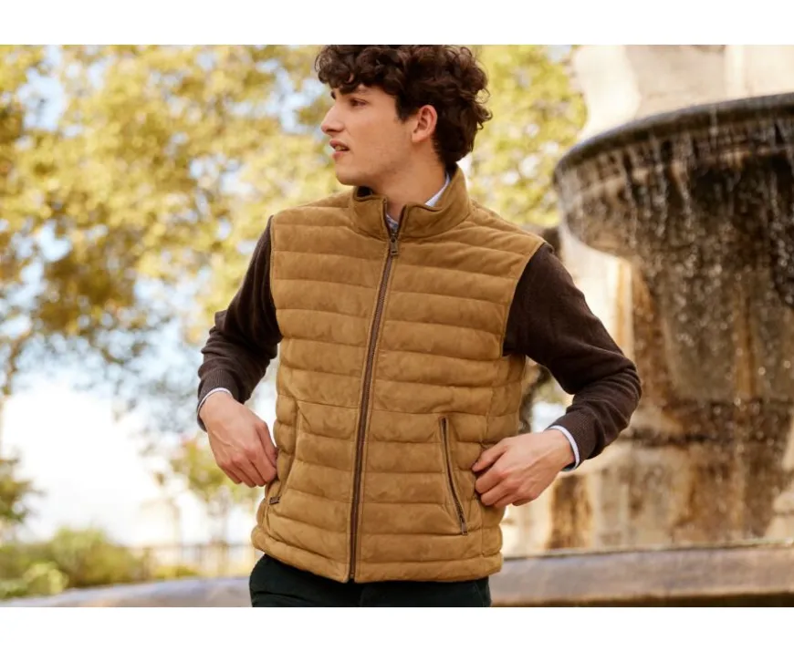 Chaqueta de cuero gamuza sin mangas para hombre Niklas-Bexley Sale