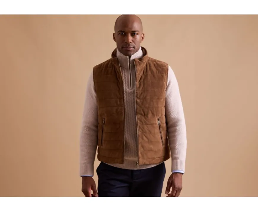 Chaqueta de cuero habana sin mangas para hombre Niklas-Bexley Fashion