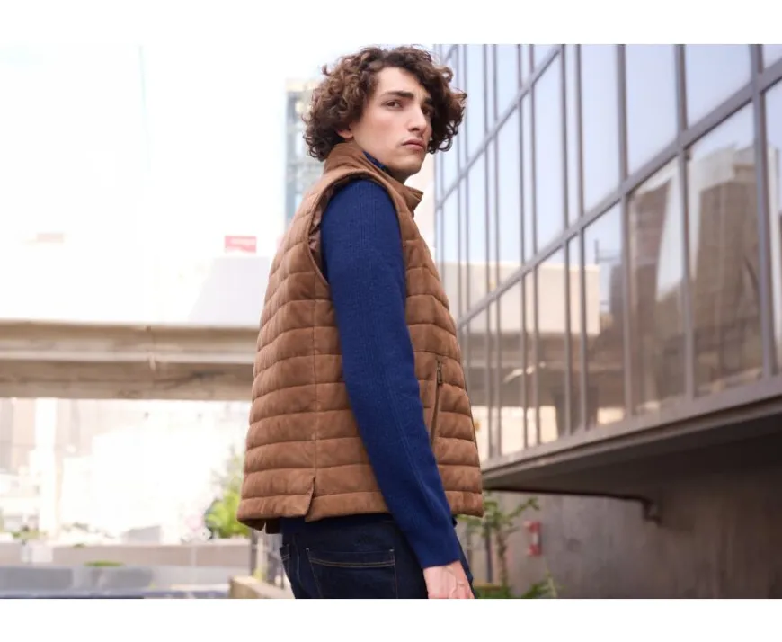 Chaqueta de cuero habana sin mangas para hombre Niklas-Bexley Fashion
