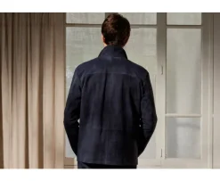 Chaqueta de cuero para hombre Azul marino Faustin-Bexley Best Sale