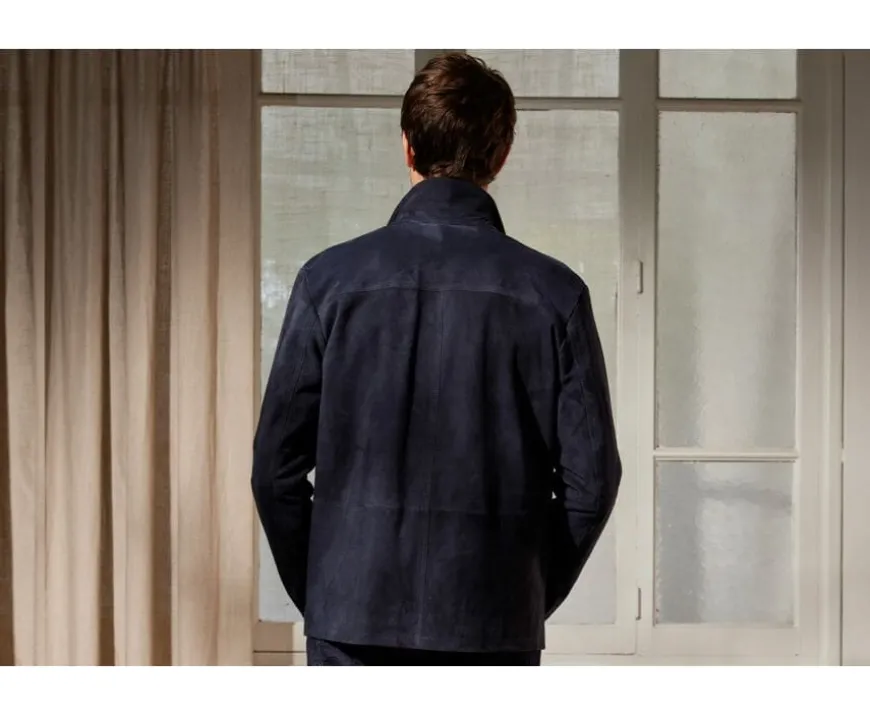 Chaqueta de cuero para hombre Azul marino Faustin-Bexley Best Sale