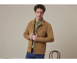 Chaqueta de cuero para hombre Tabaco Faustin-Bexley Clearance
