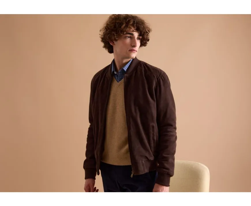 Chaqueta de cuero Terciopelo Pardo para hombre Sean Ii-Bexley Best Sale