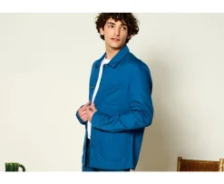 Chaqueta de pintor algodón/lino Azul Acero Faustinien-Bexley Shop