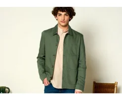 Chaqueta de pintor algodón/lino Verde Salvia Faustinien-Bexley Discount