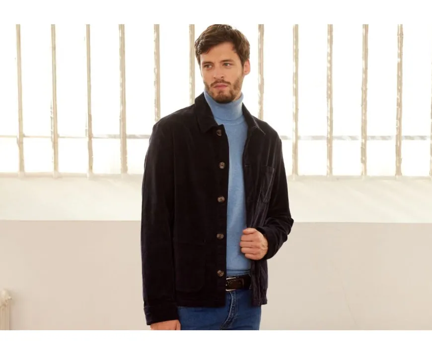 Chaqueta de terciopelo para hombre Azul marino Fidélien-Bexley New