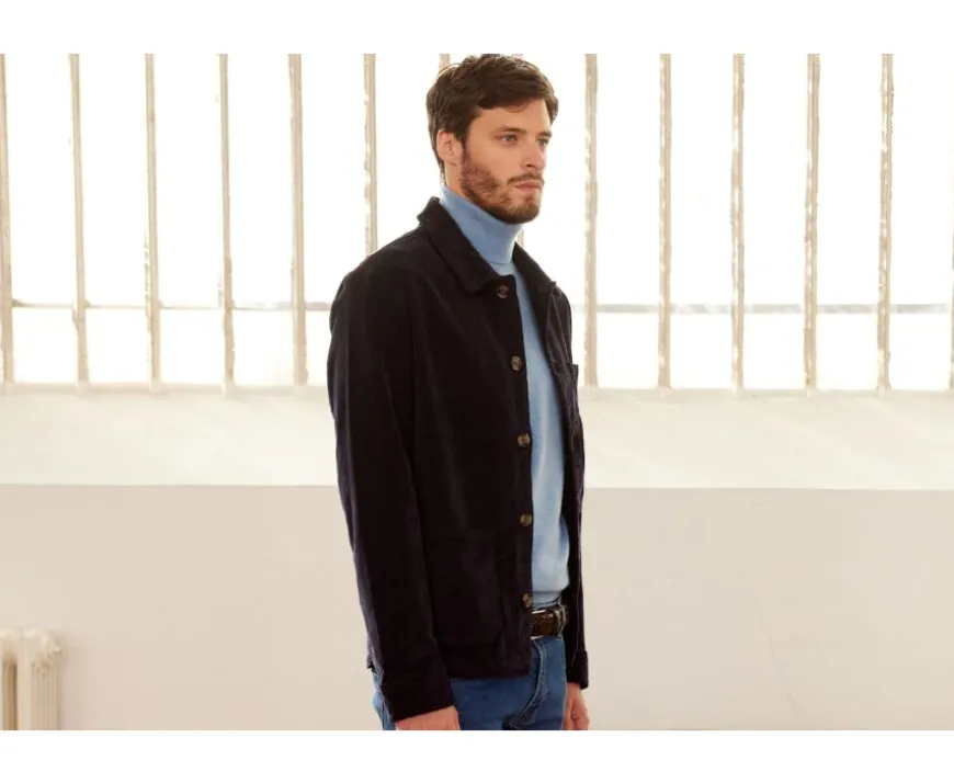 Chaqueta de terciopelo para hombre Azul marino Fidélien-Bexley New