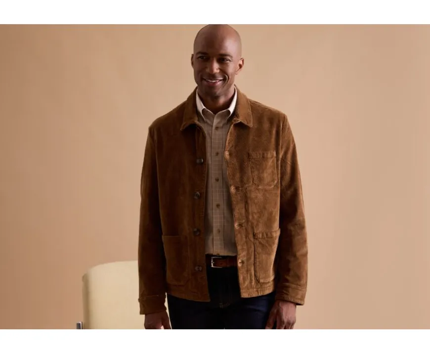 Chaqueta de terciopelo para hombre Camel oscuro Fidélien-Bexley Best Sale