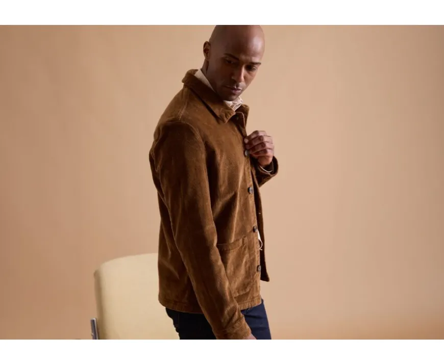 Chaqueta de terciopelo para hombre Camel oscuro Fidélien-Bexley Best Sale