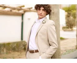 Chaqueta de traje Beis moteado para hombre Lazare-Bexley Store