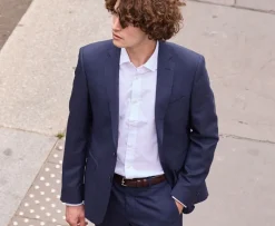 Chaqueta de traje de hombre Azul oscuro moteado Lazare-Bexley Best Sale