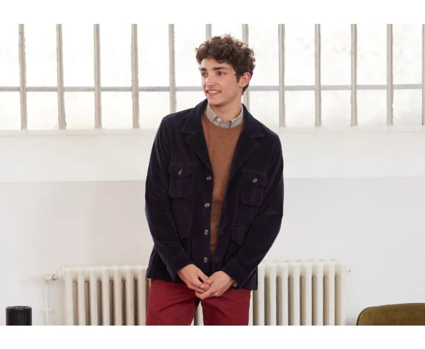 Chaqueta sahariana de terciopelo Navy Florencien-Bexley Shop