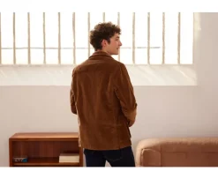 Chaqueta sahariana de terciopelo Camel oscuro Florencien-Bexley Store