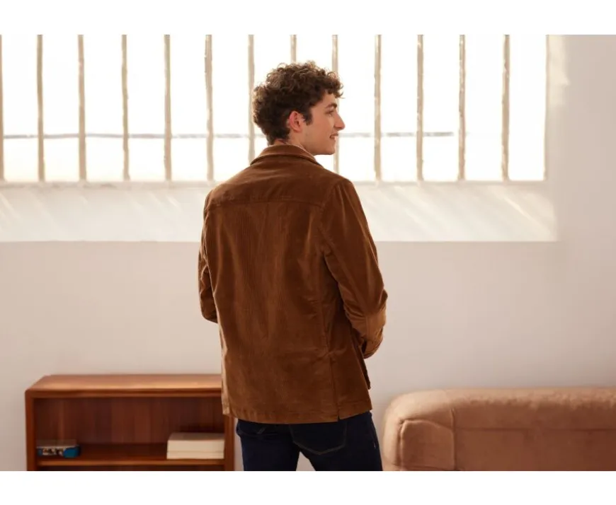 Chaqueta sahariana de terciopelo Camel oscuro Florencien-Bexley Store
