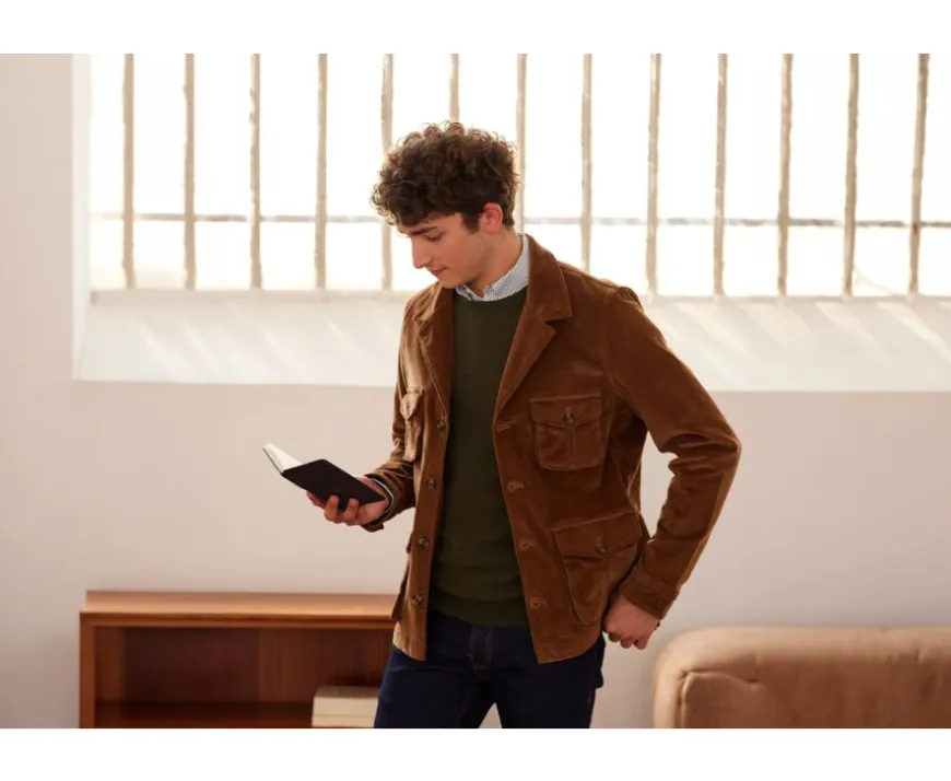 Chaqueta sahariana de terciopelo Camel oscuro Florencien-Bexley Store