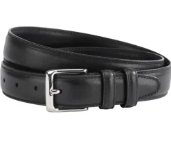 Cinturón de cuero negro para hombre con hebilla plateada Brixton Silver-Bexley Best