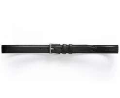 Cinturón de cuero negro para hombre con hebilla plateada Brixton Silver-Bexley Best