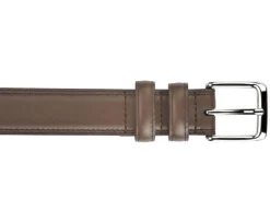 Cinturón de cuero para hombre castaño con hebilla plateada Brixton Silver-Bexley Outlet