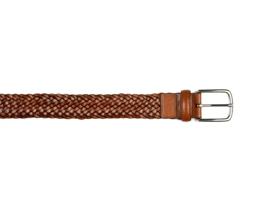 Cinturón de cuero trenzado para hombre Dorado patinado Northgate Silver-Bexley Outlet
