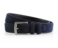 Cinturón de lujo para hombre de terciopelo Azul marino Westgate Silver-Bexley Best