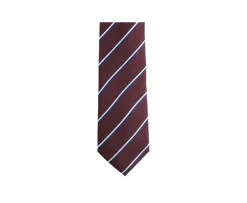 Corbata de hombre de seda Burdeos y rayas Marino y Crudo-Bexley Clearance
