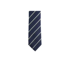 Corbata de hombre de seda Marino a rayas  verde y Crudo-Bexley Cheap
