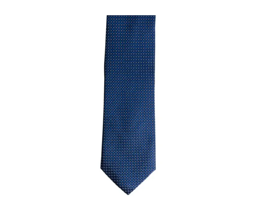 Corbata de seda hombre motivo cuadrado Azul petróleo y blanco-Bexley Clearance