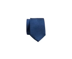 Corbata de seda hombre motivo cuadrado Azul petróleo y blanco-Bexley Clearance