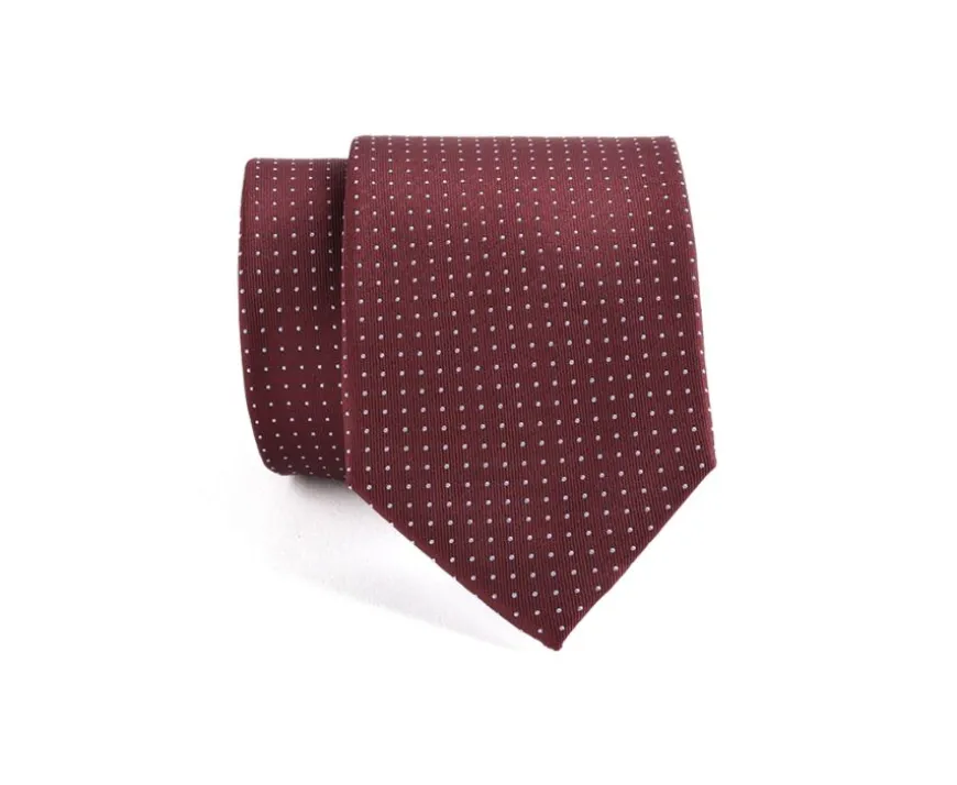Corbata hombre de seda Burdeos micropuntos Azul Cielo-Bexley Shop